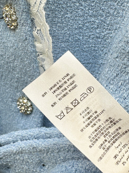 25fw new splicing lace V-neck jacket