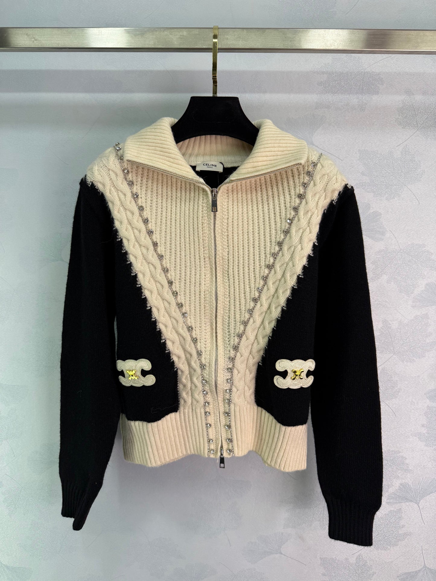 25fw new colorblock knitted cardigan