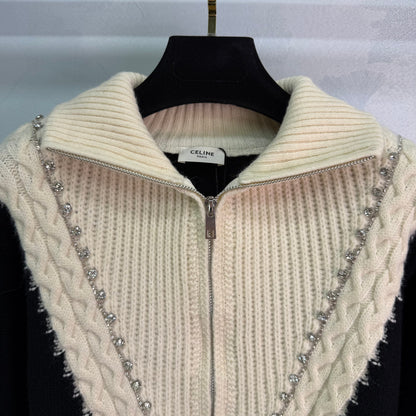 25fw new colorblock knitted cardigan