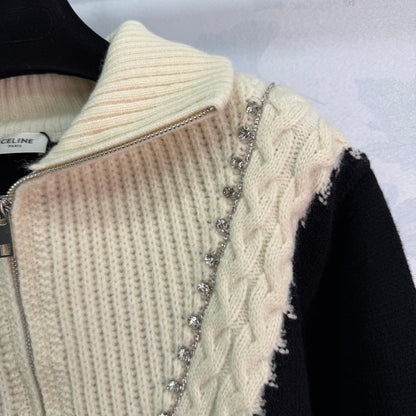 25fw new colorblock knitted cardigan