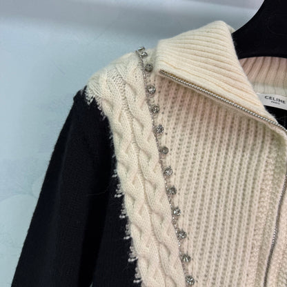 25fw new colorblock knitted cardigan