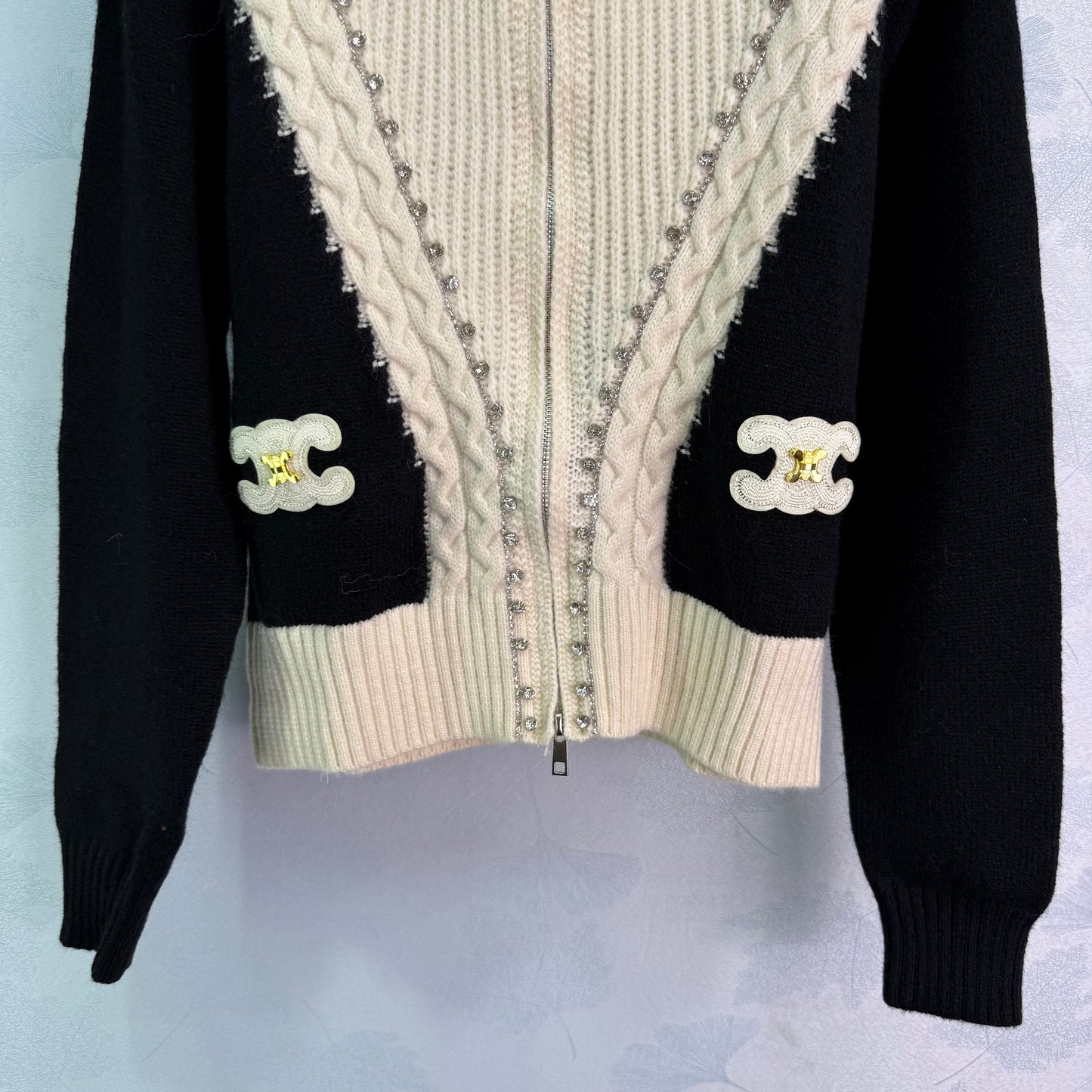 25fw new colorblock knitted cardigan