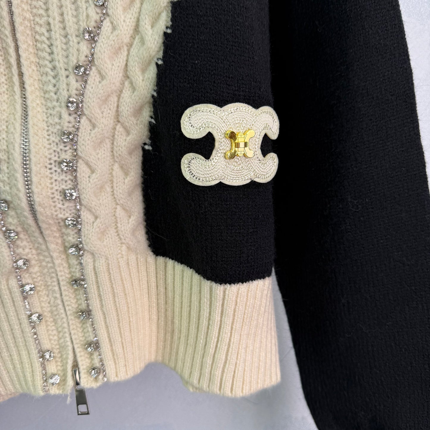 25fw new colorblock knitted cardigan