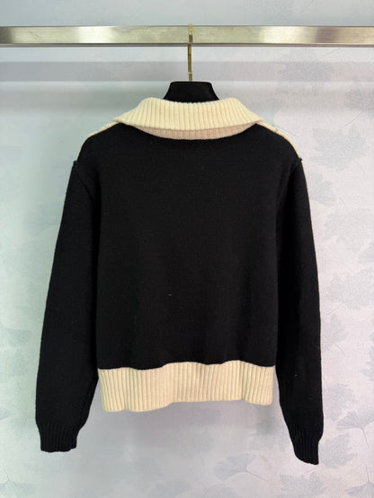 25fw new colorblock knitted cardigan