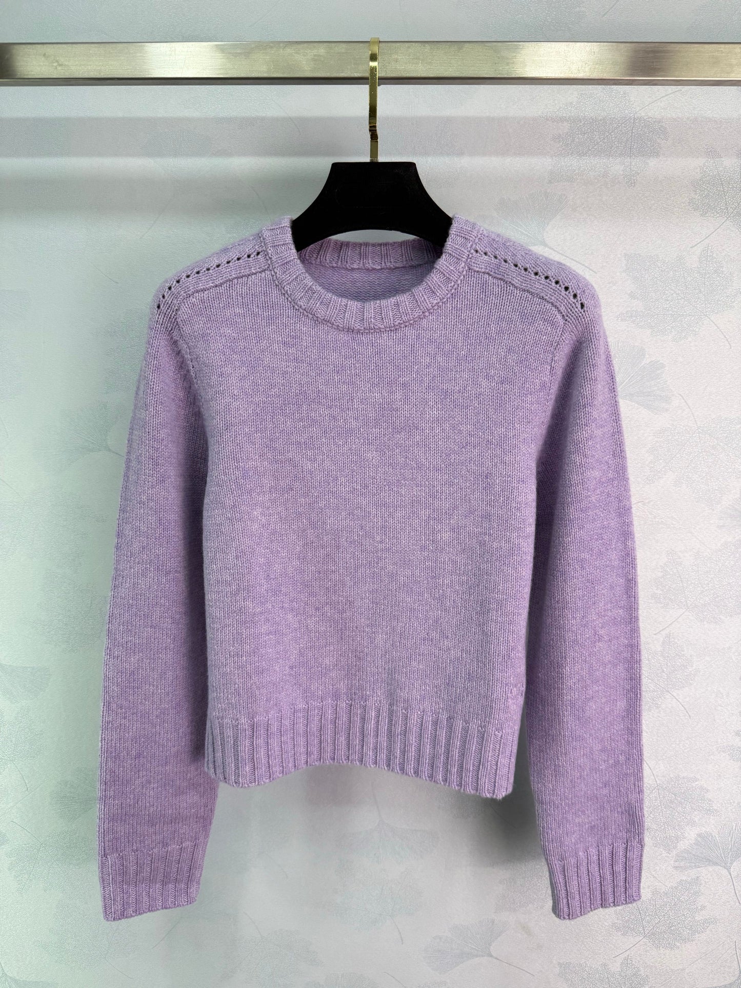 25fw new round neck hollow cashmere sweater
