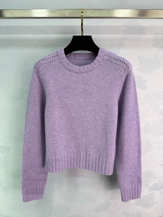 25fw new round neck hollow cashmere sweater