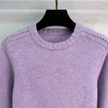 25fw new round neck hollow cashmere sweater