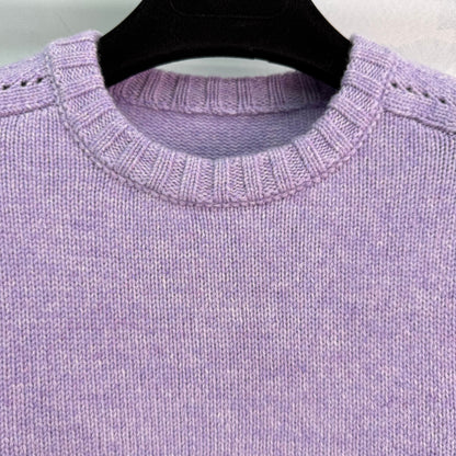 25fw new round neck hollow cashmere sweater