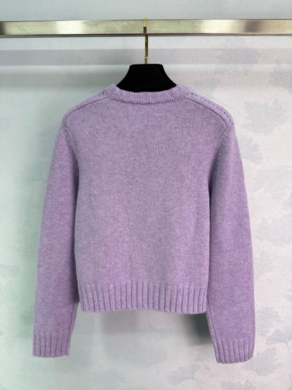 25fw new round neck hollow cashmere sweater