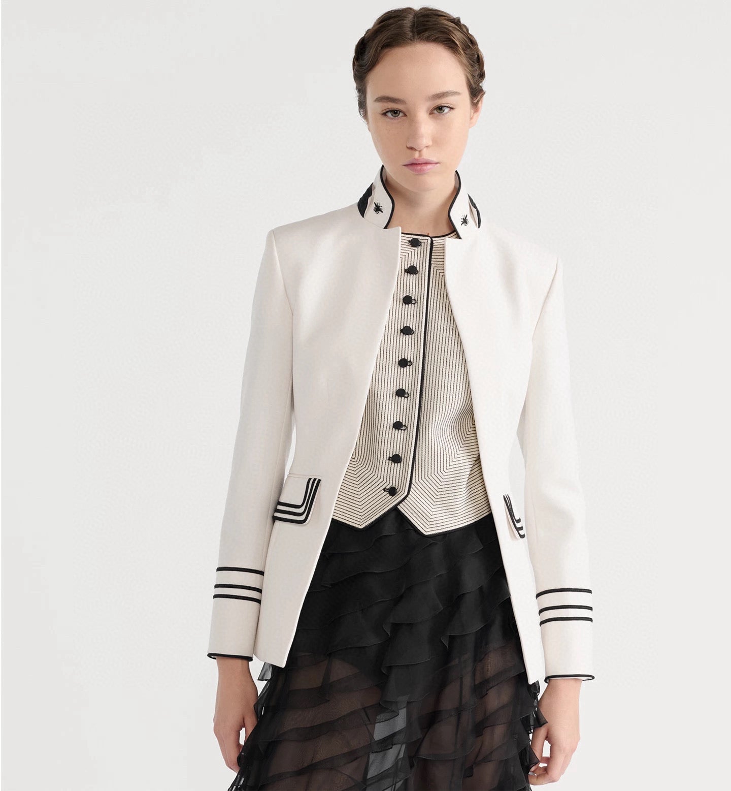 25fw new stand collar fake two piece jacket