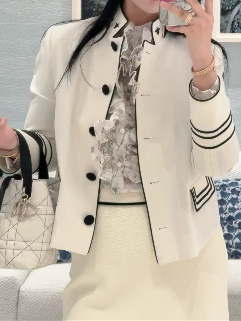 25fw new stand collar straight shoulder suit jacket