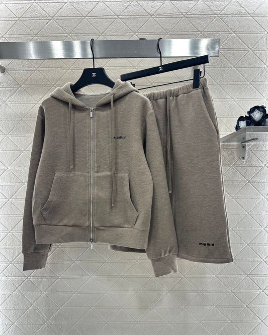 25fw new hooded zipper jacket with short skirt suit