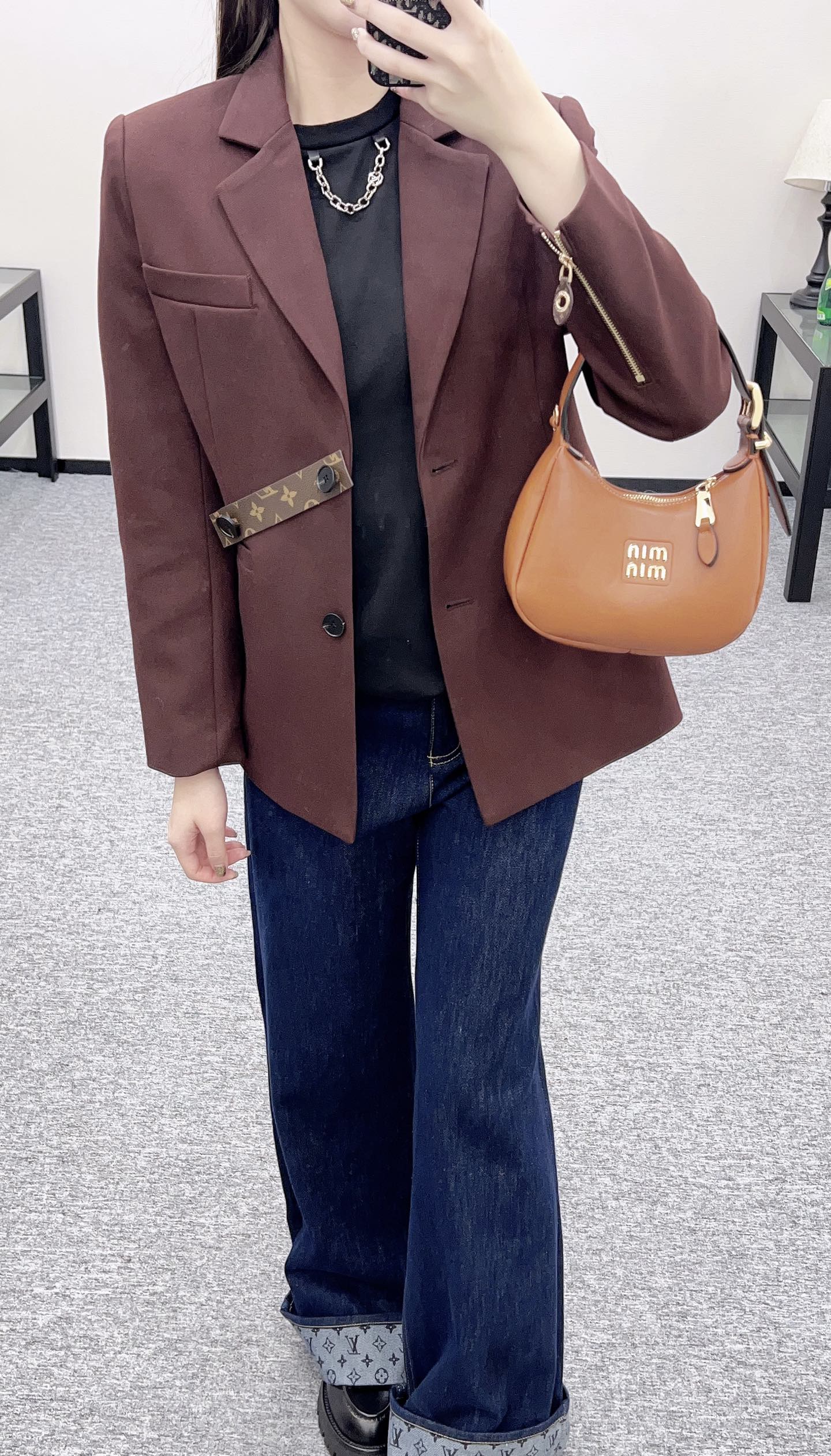 25fw new button lapel belt suit jacket