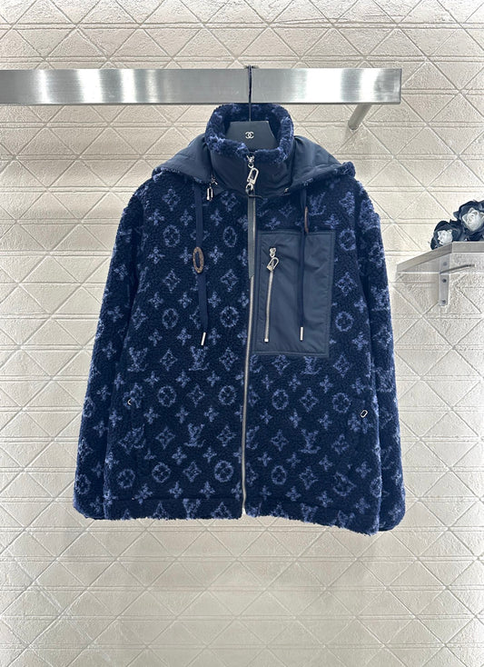 25fw new hooded teddy lamb jacket