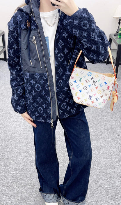 25fw new hooded teddy lamb jacket