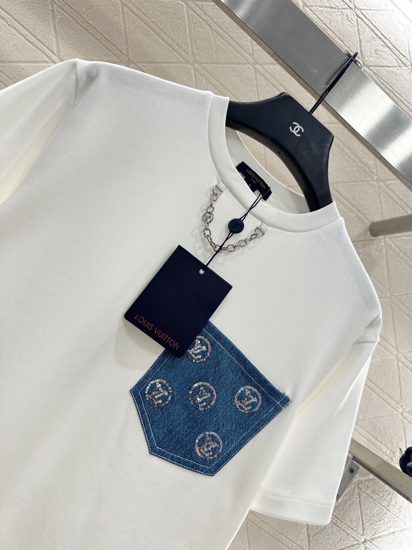 25fw new denim sequin pocket T-shirt