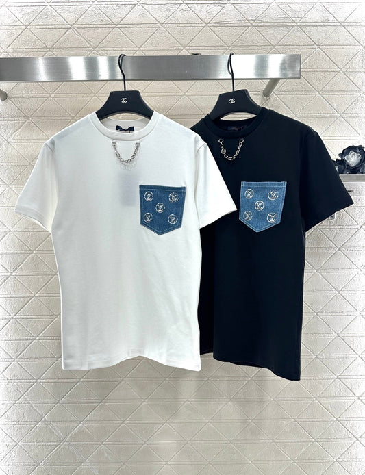 25fw new denim sequin pocket T-shirt