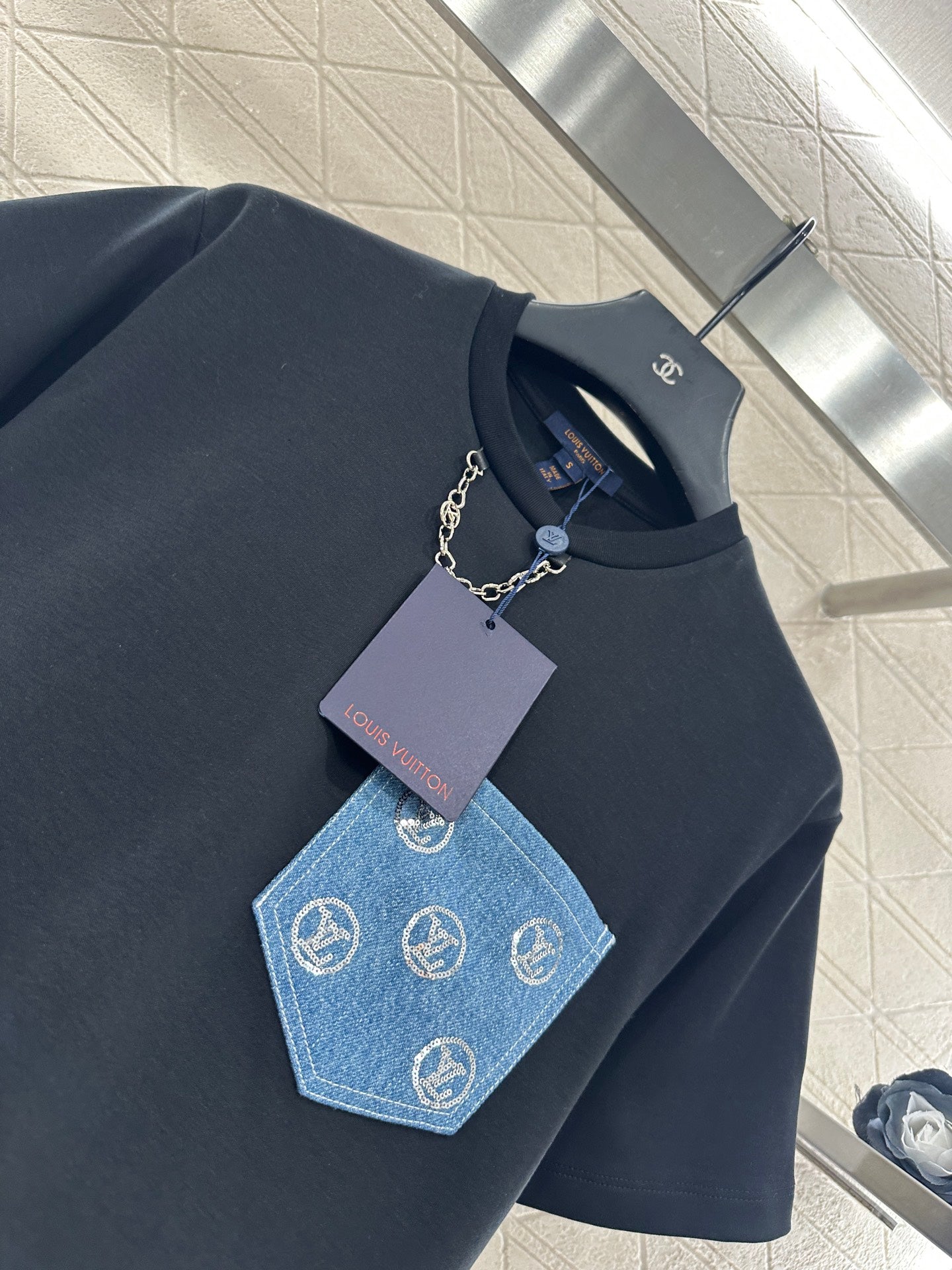 25fw new denim sequin pocket T-shirt