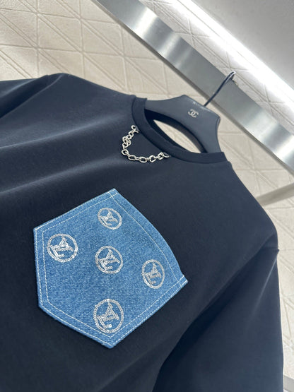 25fw new denim sequin pocket T-shirt