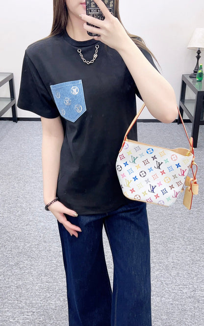 25fw new denim sequin pocket T-shirt