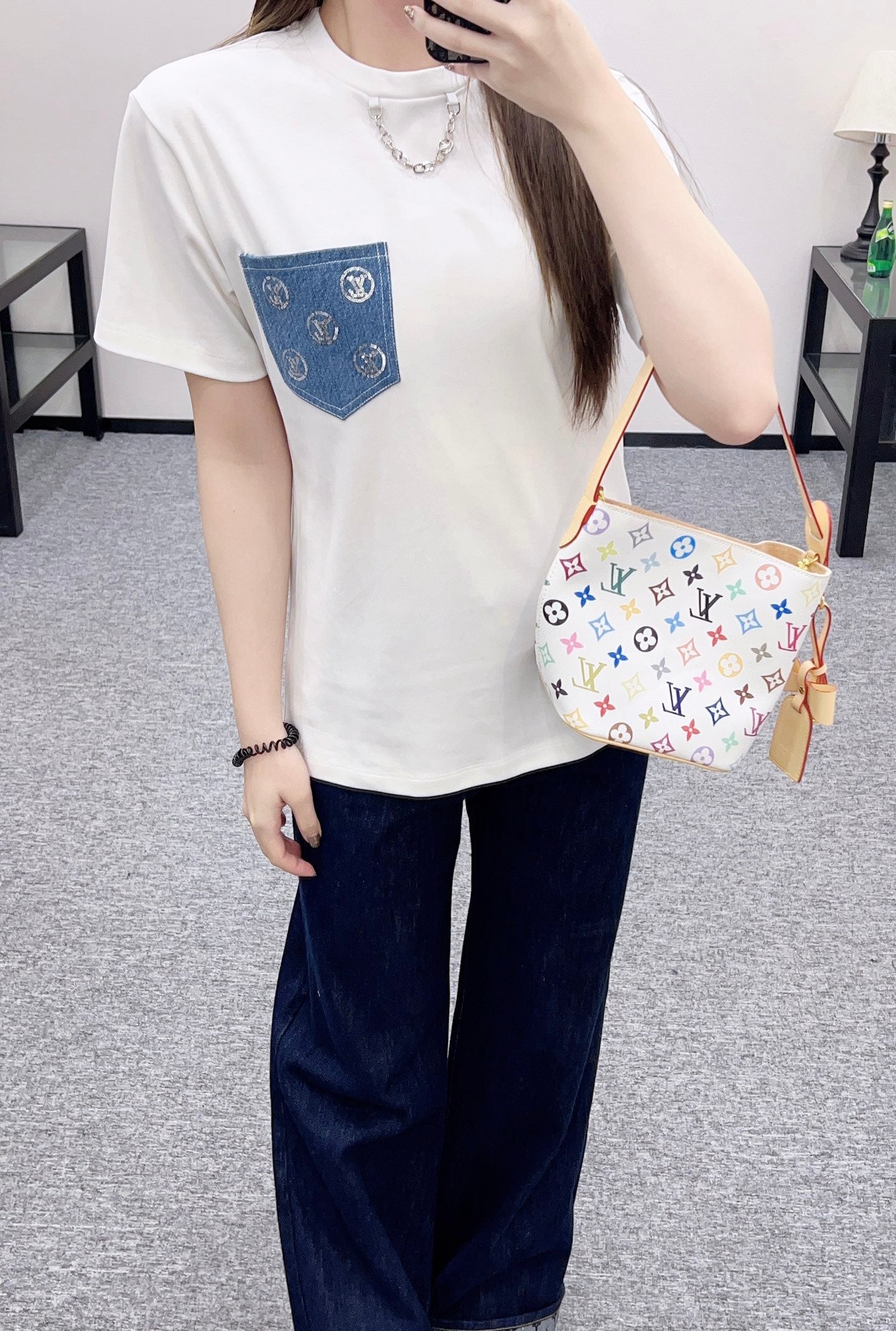 25fw new denim sequin pocket T-shirt