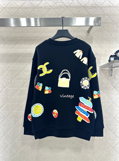 25fw new round neck colorful letter sweatshirt