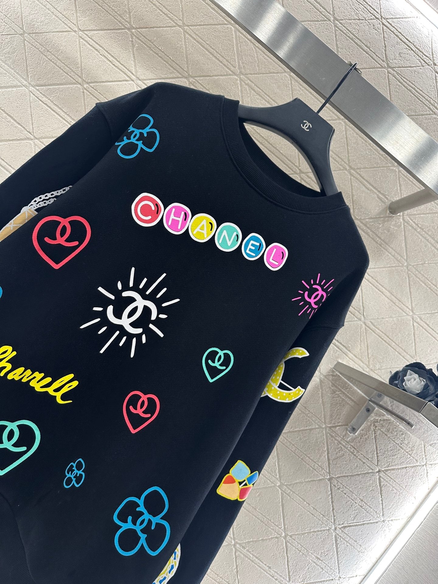 25fw new round neck colorful letter sweatshirt