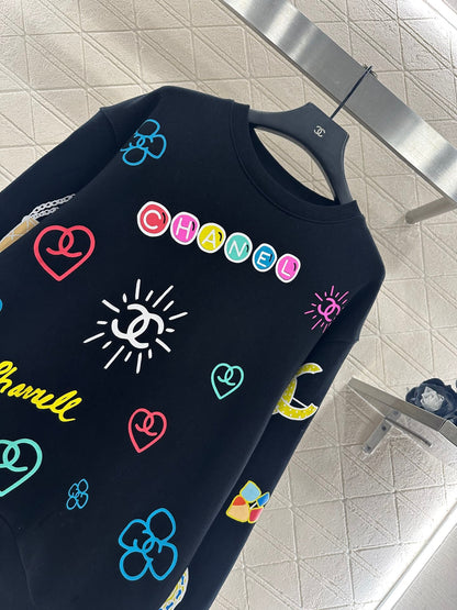 25fw new round neck colorful letter sweatshirt