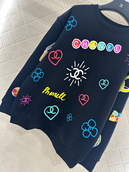 25fw new round neck colorful letter sweatshirt