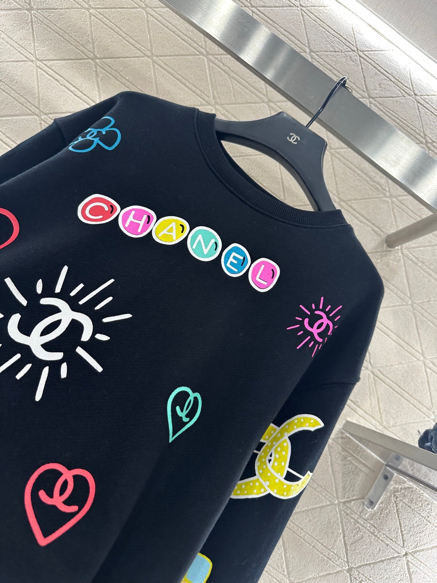 25fw new round neck colorful letter sweatshirt
