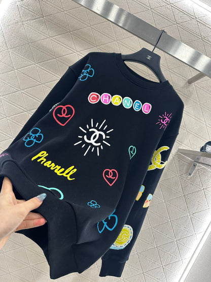 25fw new round neck colorful letter sweatshirt