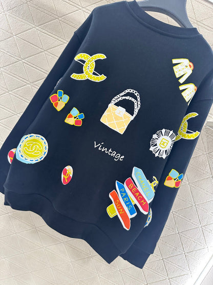 25fw new round neck colorful letter sweatshirt