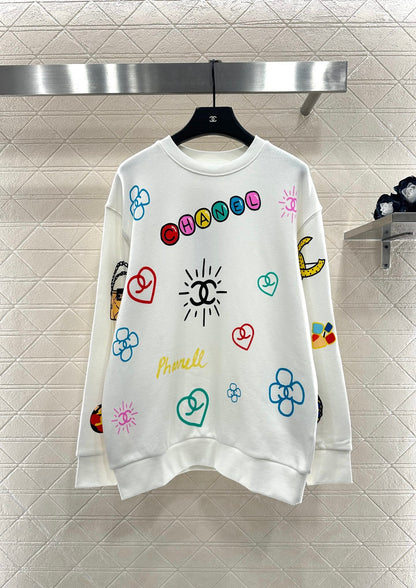 25fw new round neck colorful letter sweatshirt