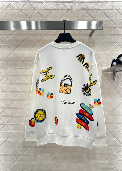 25fw new round neck colorful letter sweatshirt