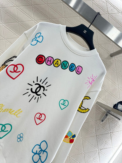 25fw new round neck colorful letter sweatshirt