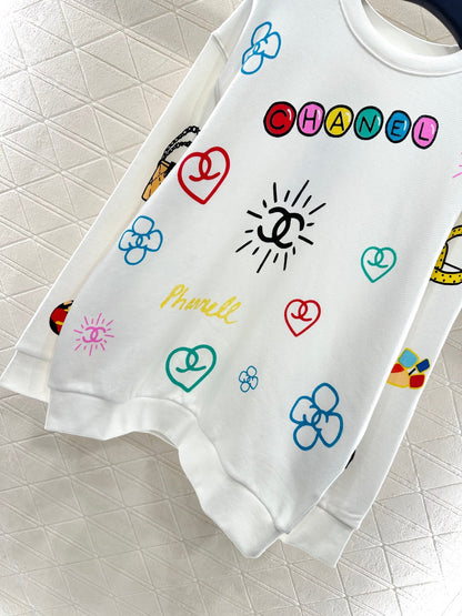 25fw new round neck colorful letter sweatshirt