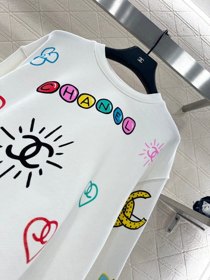 25fw new round neck colorful letter sweatshirt