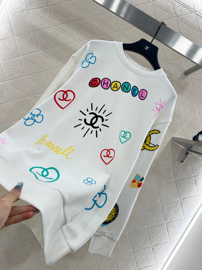 25fw new round neck colorful letter sweatshirt