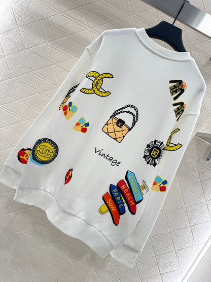 25fw new round neck colorful letter sweatshirt