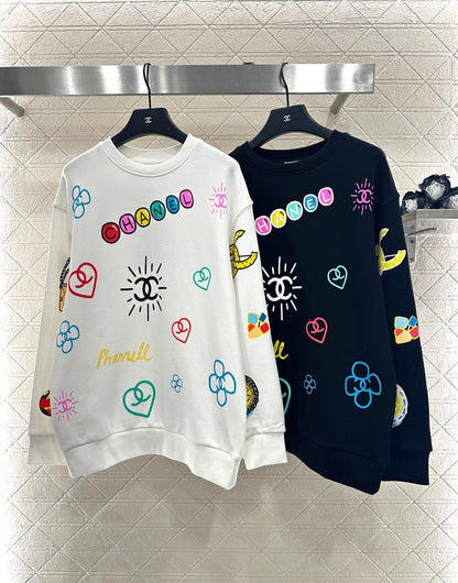 25fw new round neck colorful letter sweatshirt