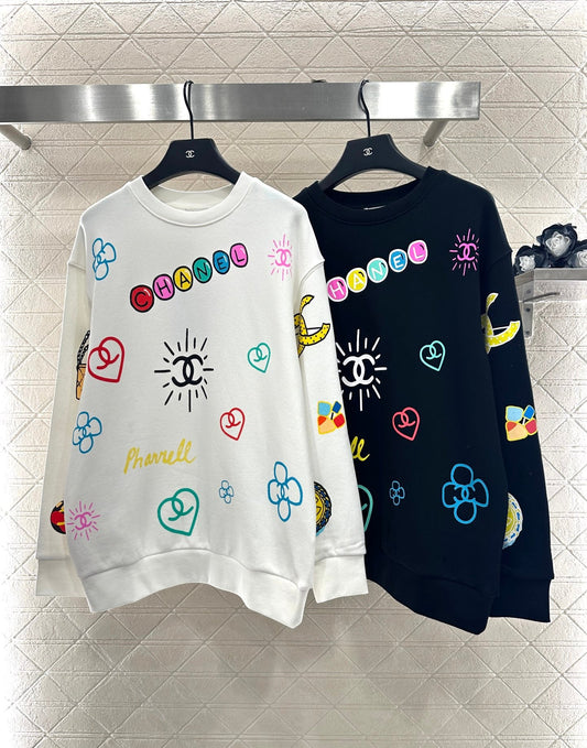 25fw new round neck colorful letter sweatshirt
