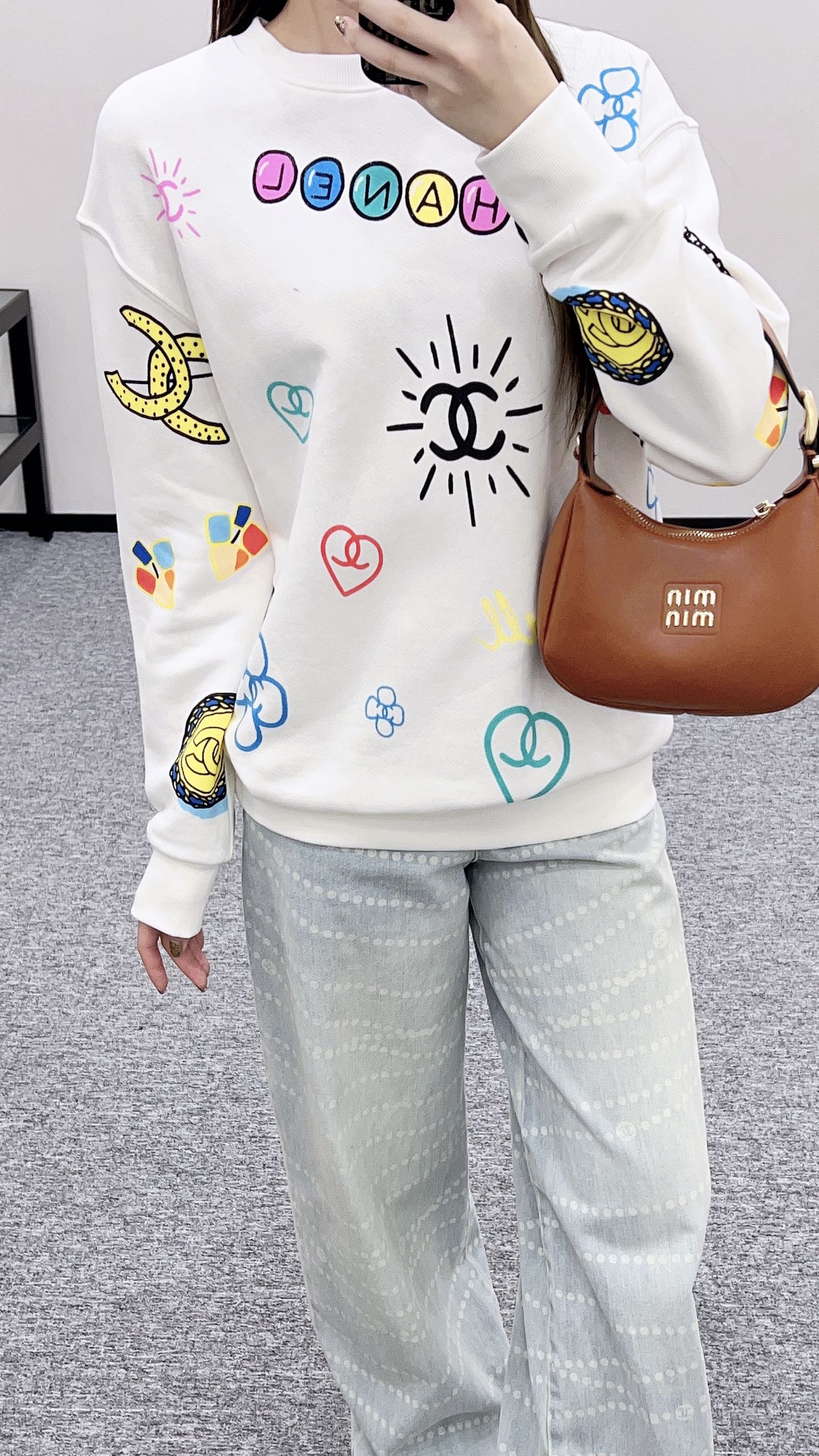 25fw new round neck colorful letter sweatshirt