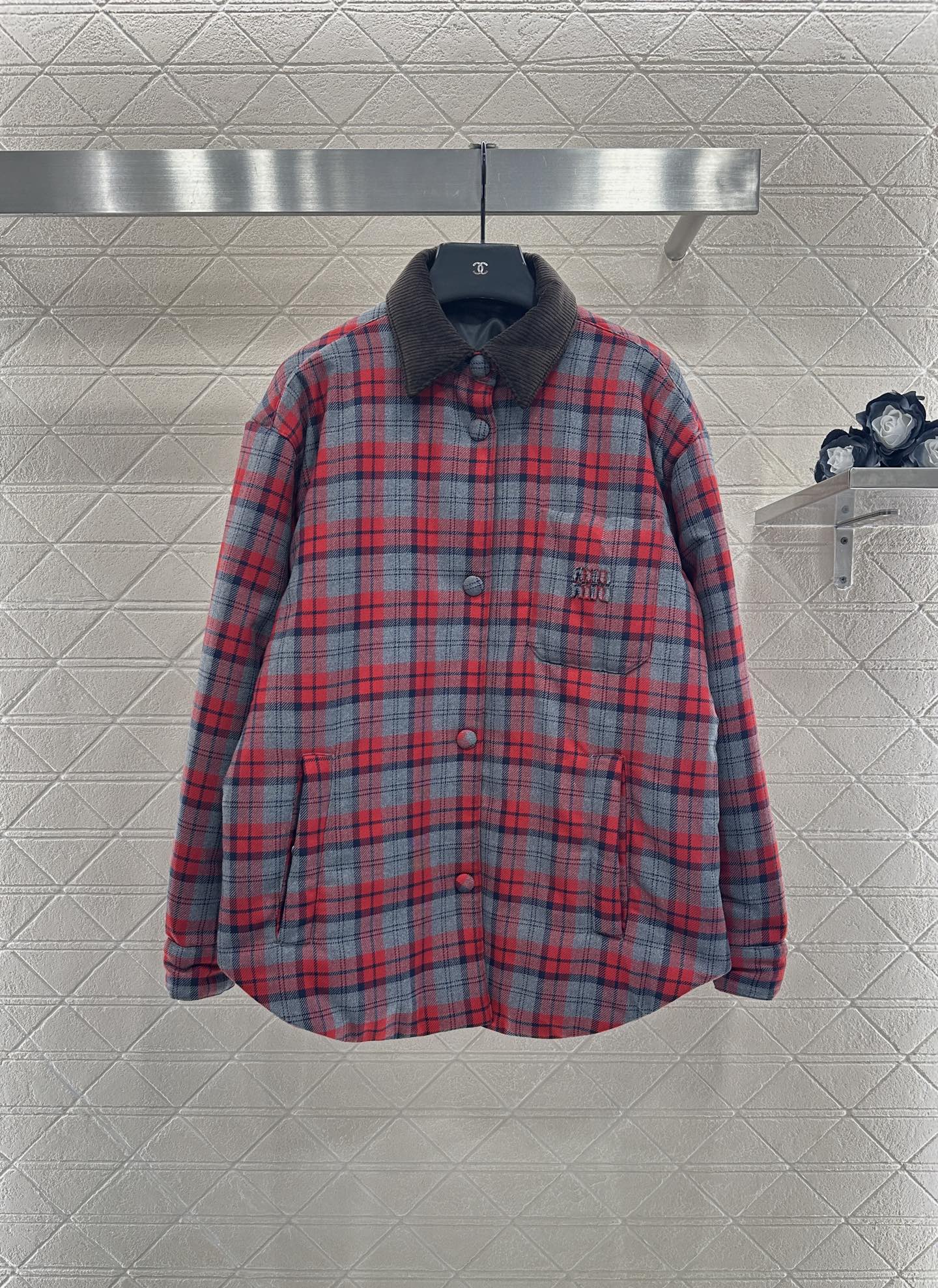 25fw new corduroy plaid cotton jacket