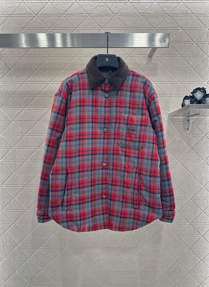 25fw new corduroy plaid cotton jacket