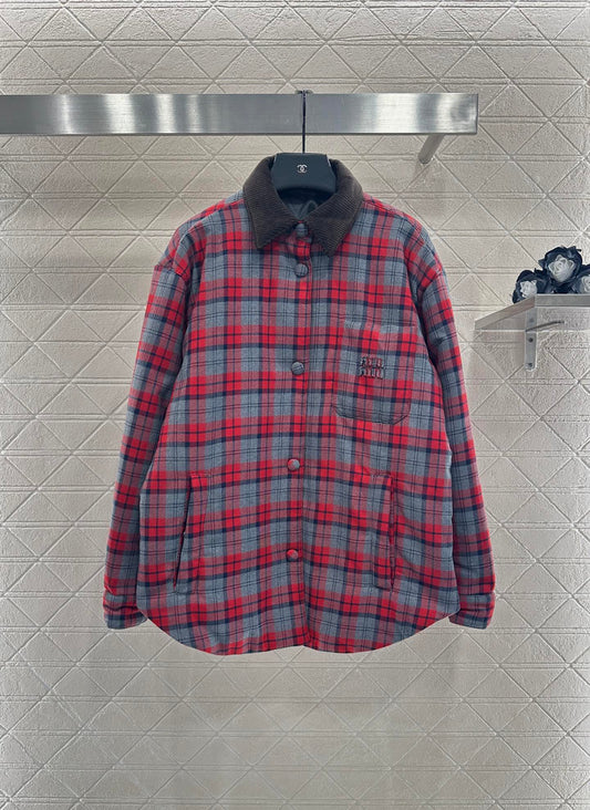 25fw new corduroy plaid cotton jacket