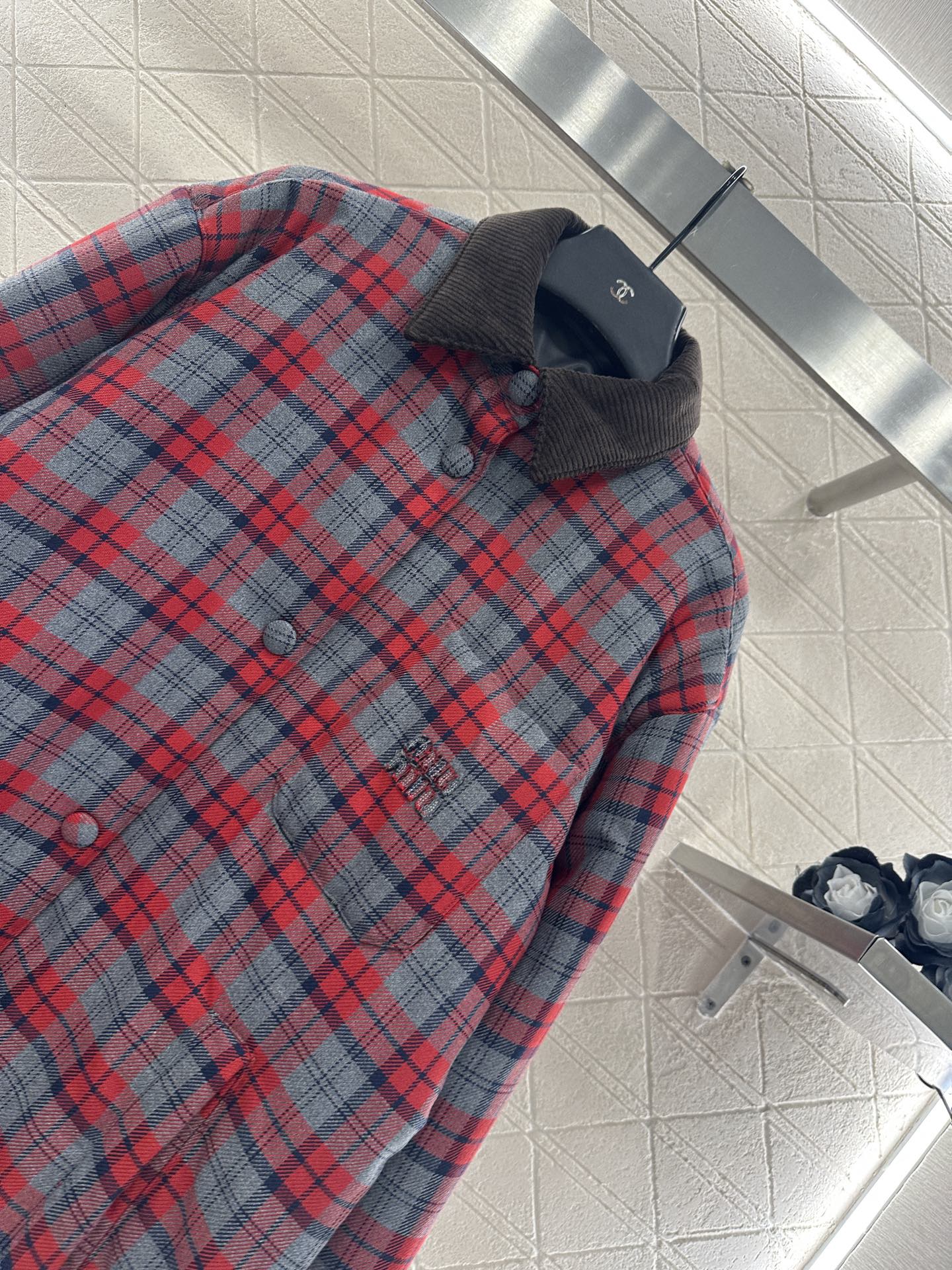 25fw new corduroy plaid cotton jacket