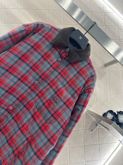 25fw new corduroy plaid cotton jacket