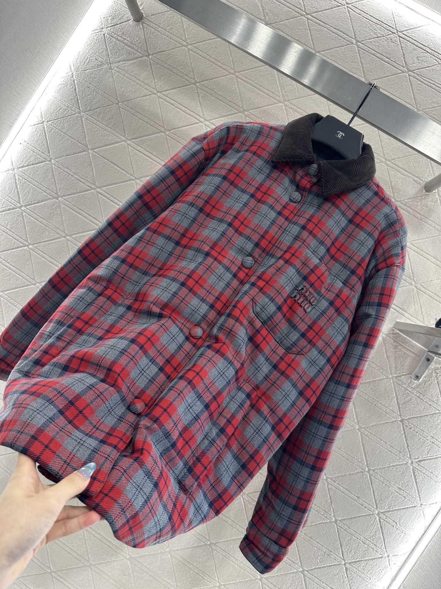 25fw new corduroy plaid cotton jacket