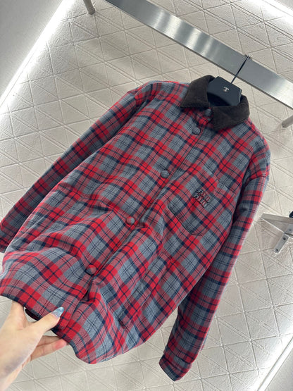 25fw new corduroy plaid cotton jacket