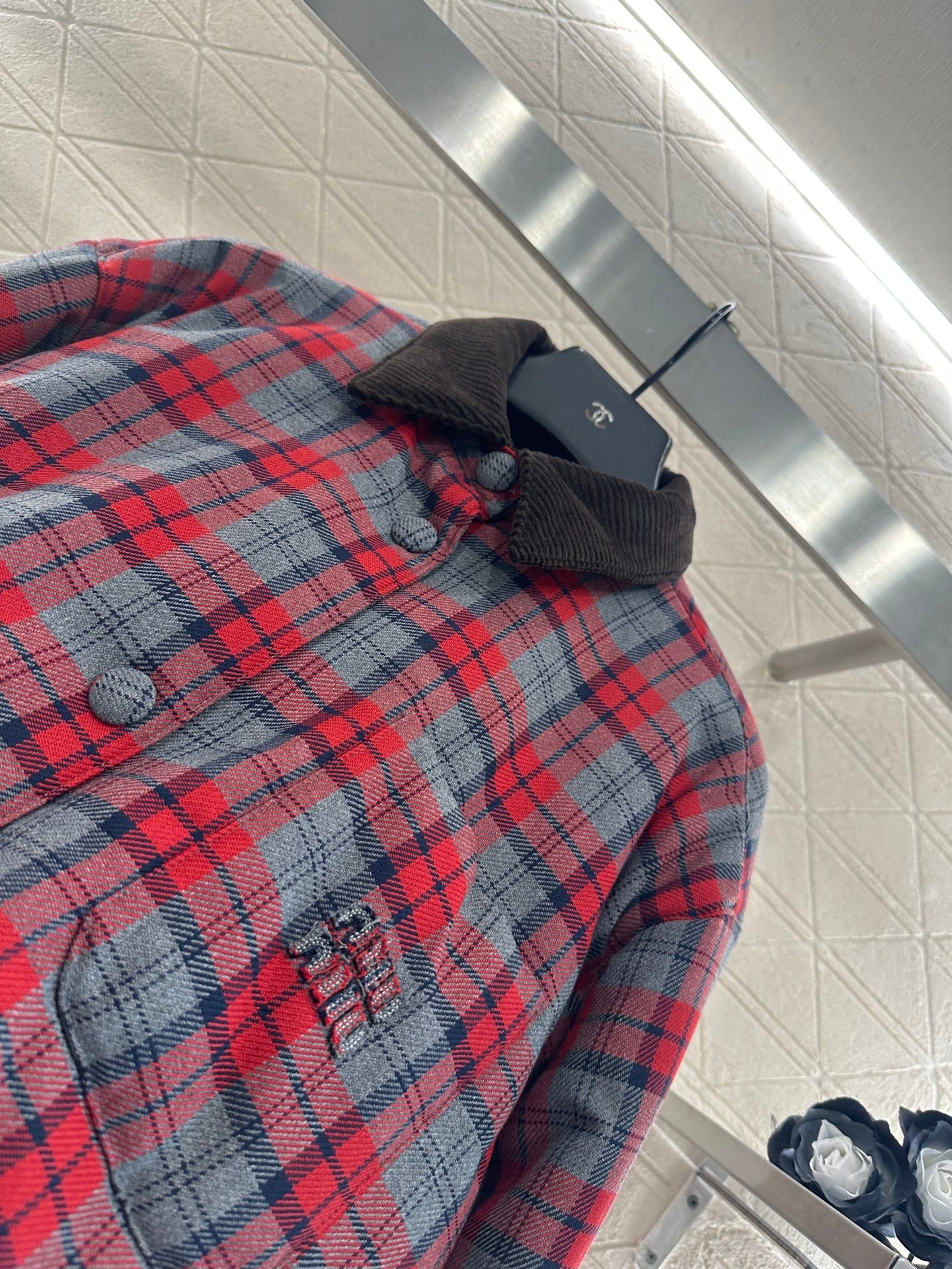 25fw new corduroy plaid cotton jacket
